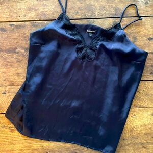 VTG Express Black Satin Chemise with Adjustable Straps